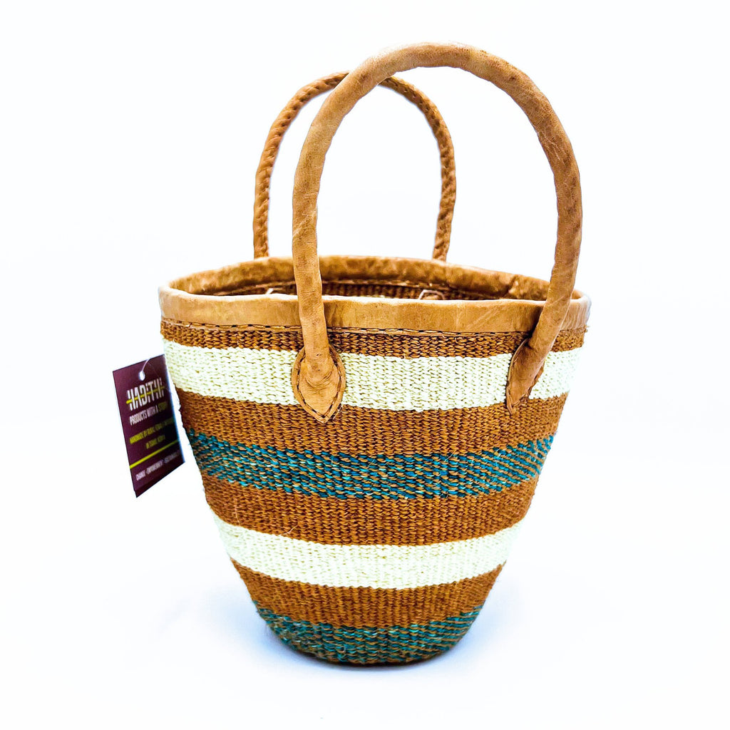 fineweave basket with goat leather