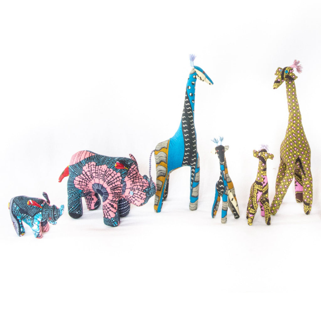 Safari animals made in 100% cotton material with African print