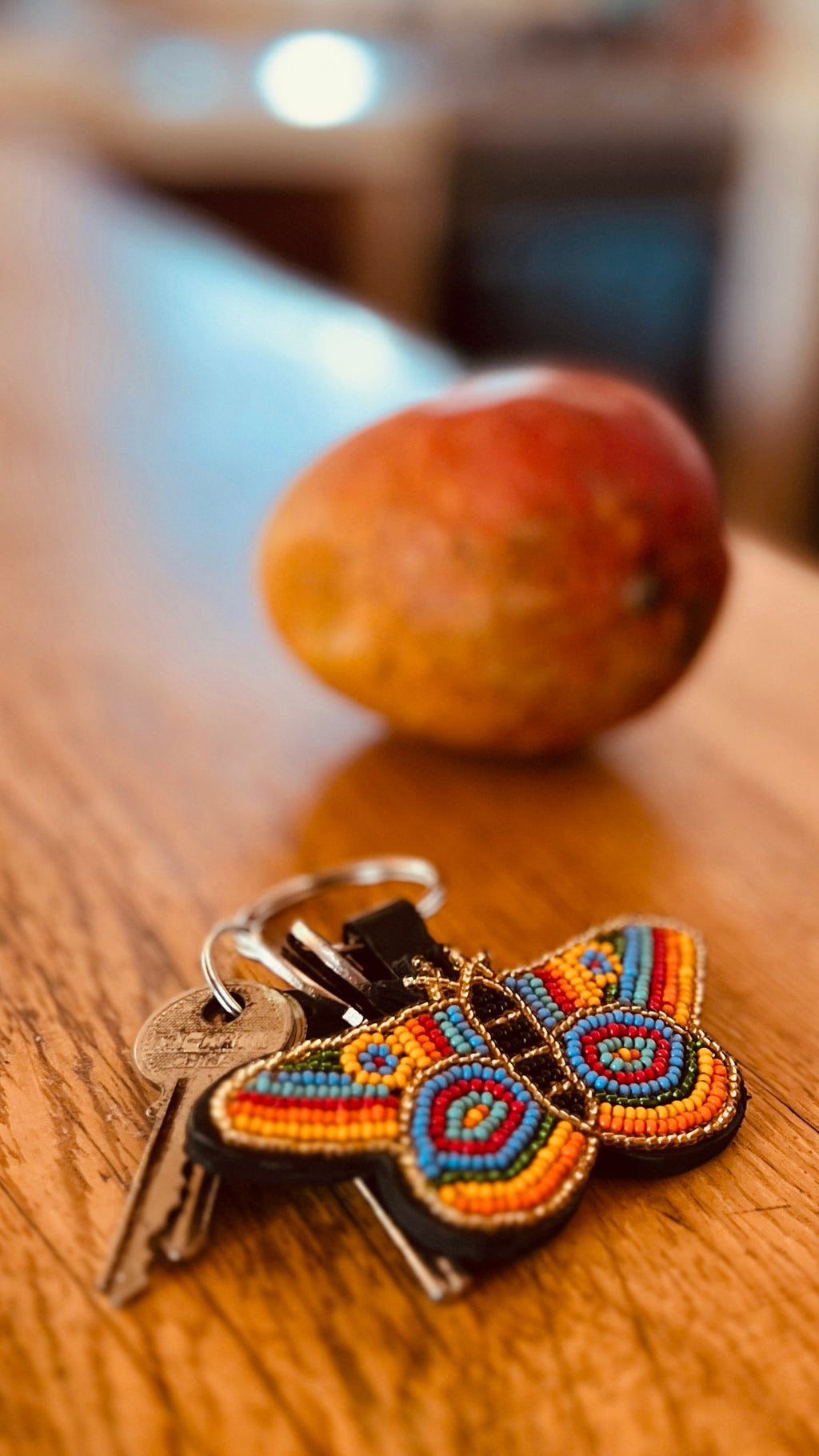 Butterfly keychain . Colourful Maasai beaded keychain.