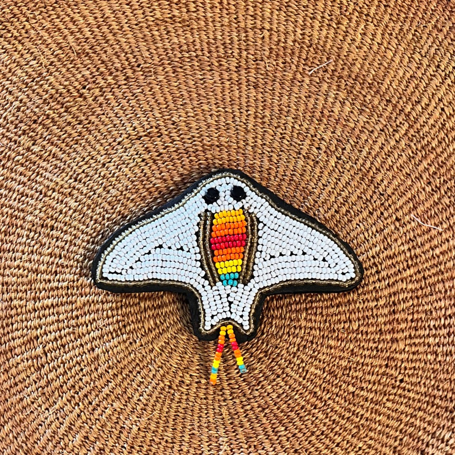 Stingray keychain . Colourful Maasai beaded keychain.