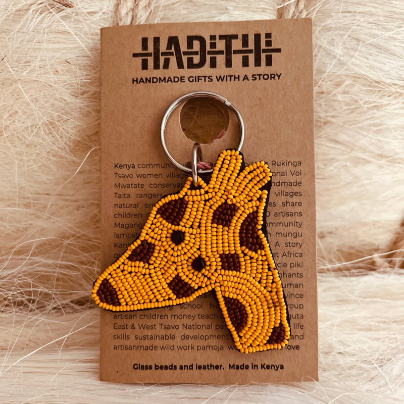Giraffe keychain . Colourful Maasai beaded keychain.