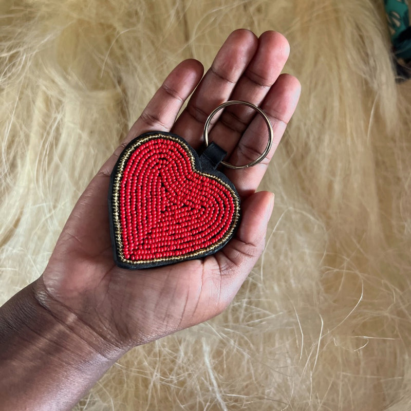 Heart keychain . Colourful Maasai beaded keychain.