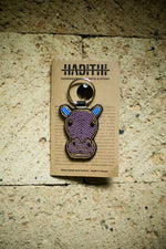 Hippo keychain . Colourful Maasai beaded keychain.