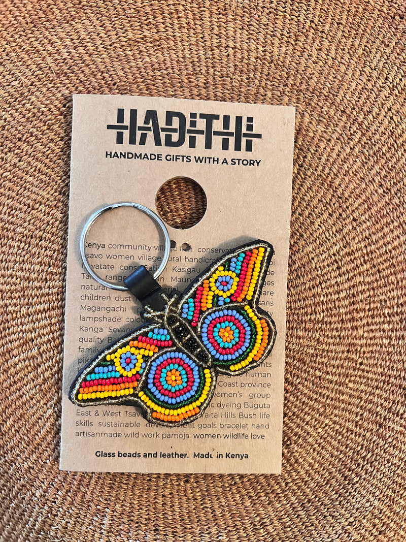 Bee keychain . Colourful Maasai beaded keychain.