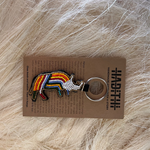 Rhino keychain . Colourful Maasai beaded keychain.