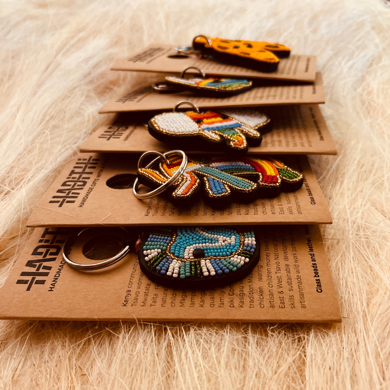 Lion keychain . Colourful Maasai beaded keychain.