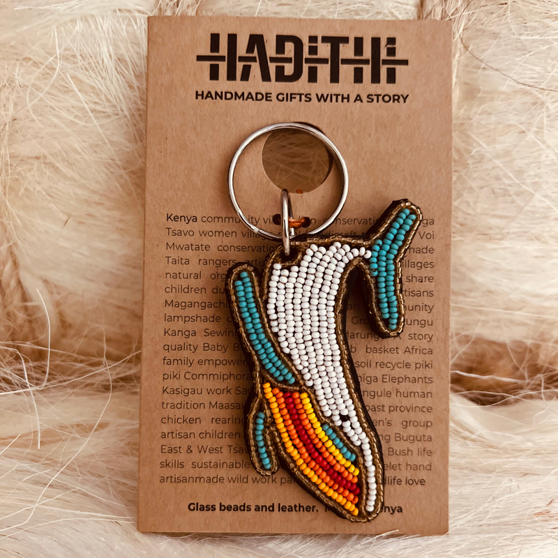 Whale keychain . colourful Maasai beaded keychain.