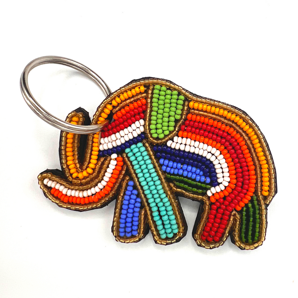 Elephant full body keychain . colourful Maasai beaded keychain.