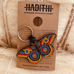 Safari keychain . colourful Maasai beaded . leather and beads .