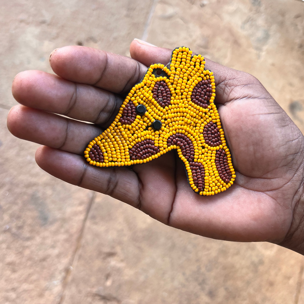 Giraffe keychain . Colourful Maasai beaded keychain.