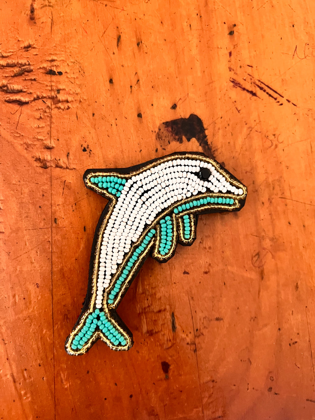 Dolphin keychain . colourful Maasai beaded keychain.