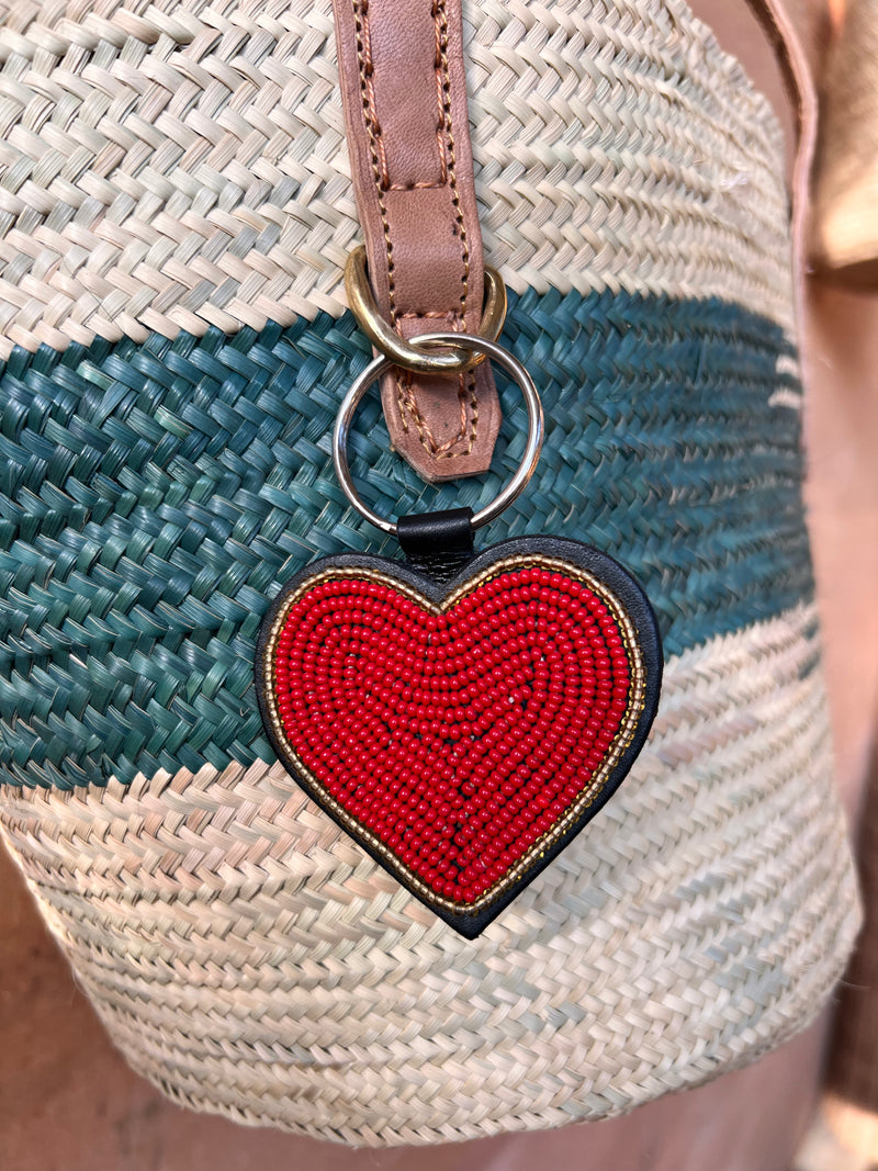 Heart keychain . Colourful Maasai beaded keychain.