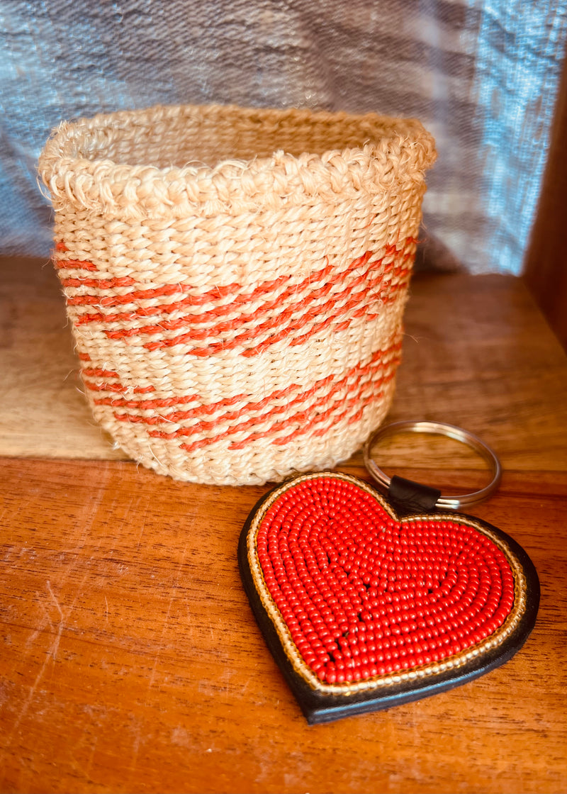 Heart keychain . Colourful Maasai beaded keychain.