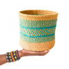 Sisal basket - practical turquoise collection