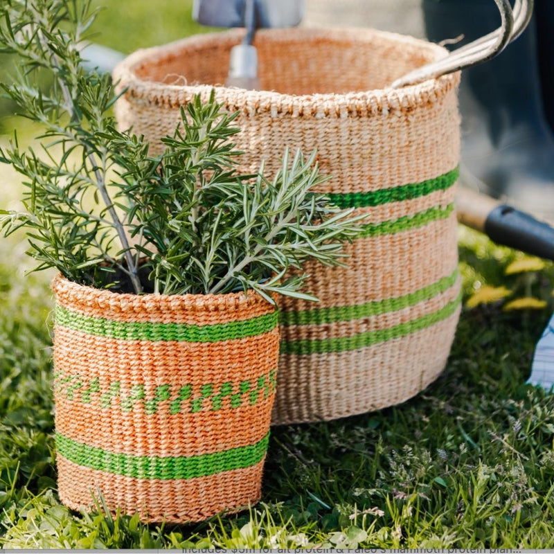 Sisal basket - practical green collection
