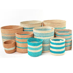 Sisal basket - practical turquoise collection