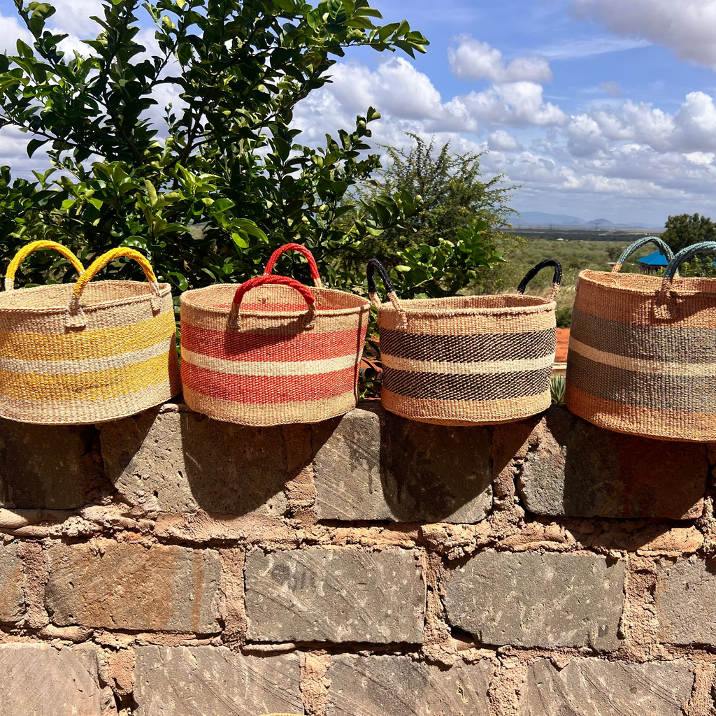 Sisal Floor Basket - Zebra design