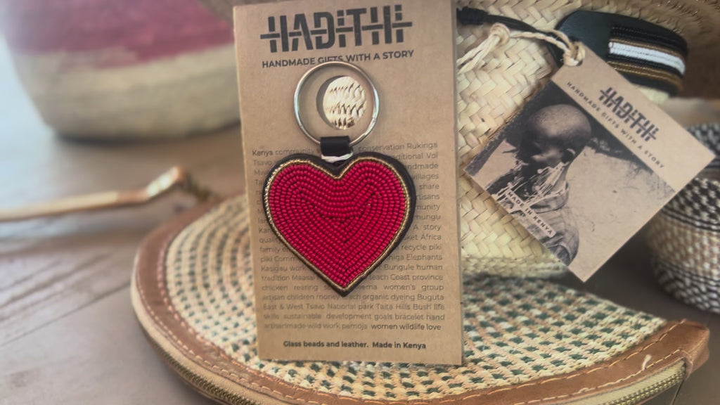 Heart keychain . Colourful Maasai beaded keychain.