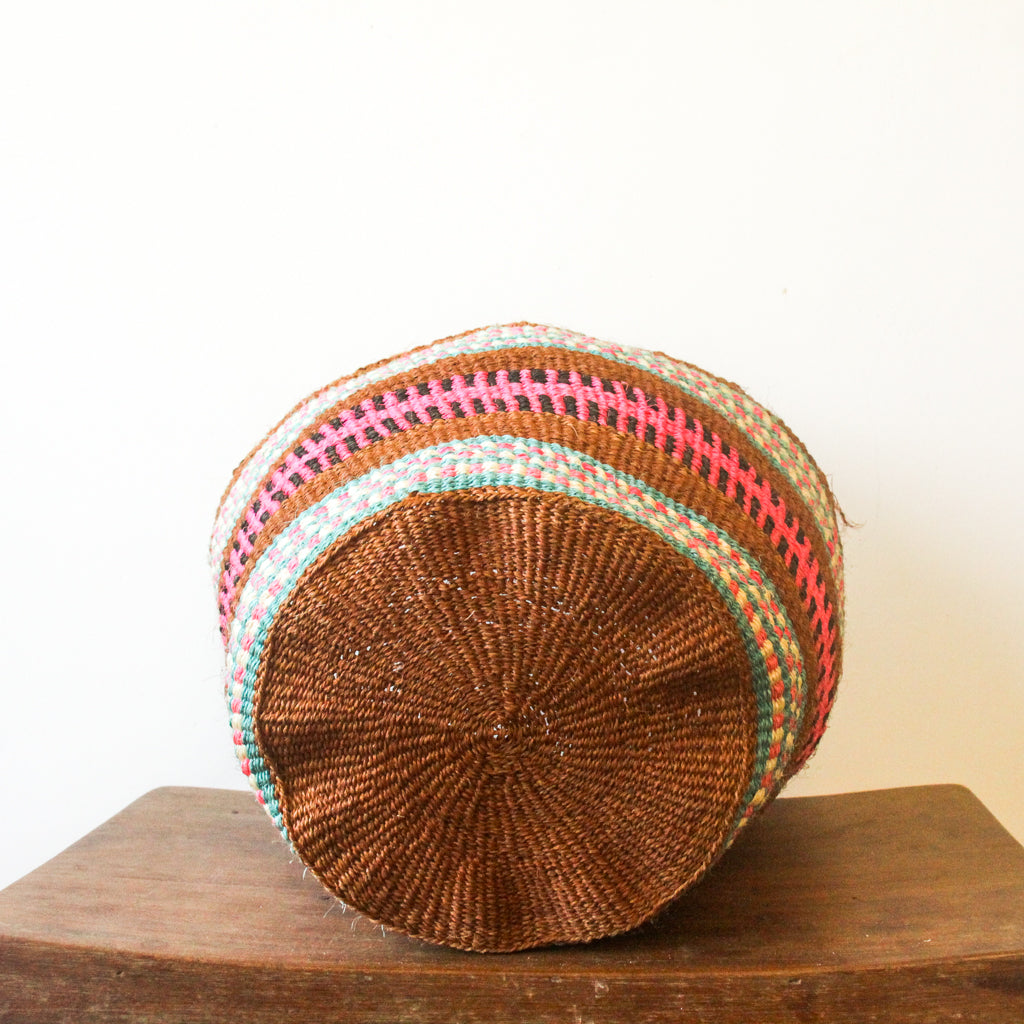 L . basket . sisal . fineweave . colourful . one-of-a-kind . 105